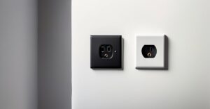 Czarne gniazdka na białej ścianie: nowoczesny styl i wystrój wnętrza